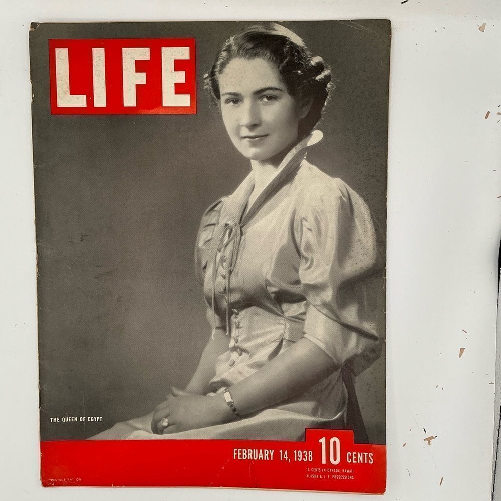 Vintage LIFE Magazine Cover - February 1938 Queen Farida of Egypt